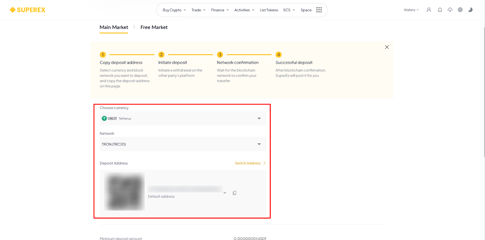 How to Deposit Funds (Web Version) – SuperEx